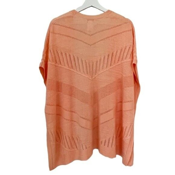 Chico’s Orange Textured Striped Poncho Kimono Size S/M - Picture 2 of 6